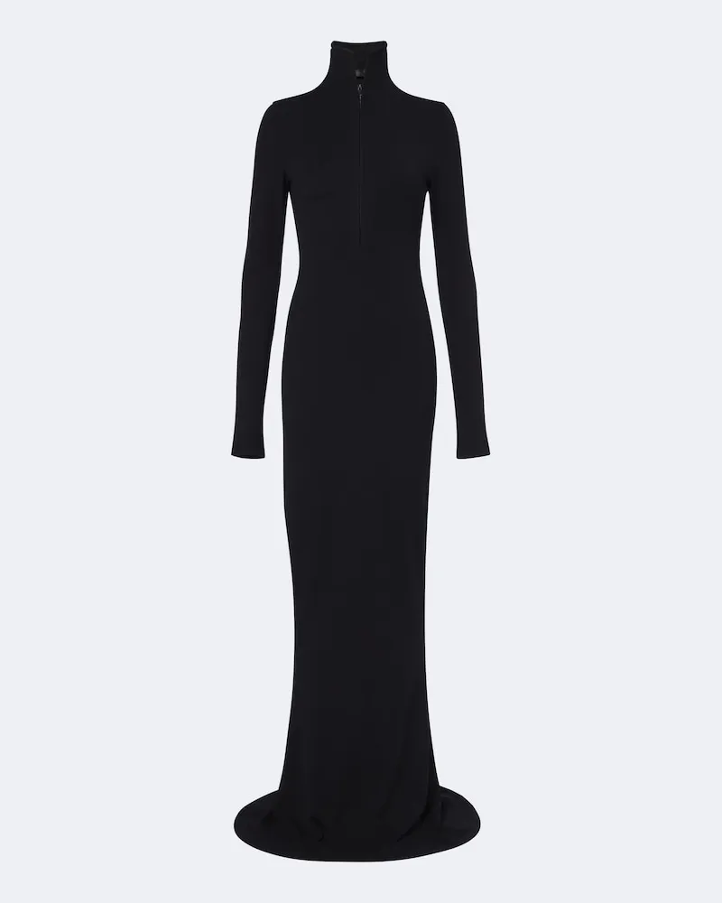 Thierry Mugler Abito lungo in misto lana a collo alto Nero