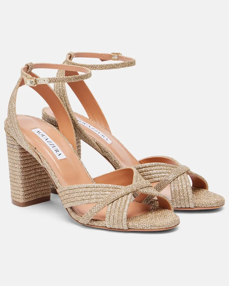 Aquazzura Sandali Very Sundance 85 con glitter Oro