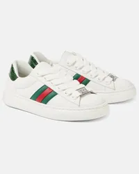 Gucci Sneakers Ace Web Stripe in pelle Bianco