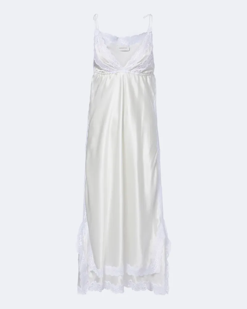 Magda Butrym Abito sottoveste in satin di seta con pizzo Bianco
