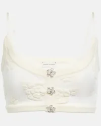 Magda Butrym Top cropped in misto lana con ricami Bianco