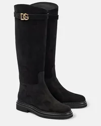 Dolce & Gabbana Stivali in suede con logo Nero