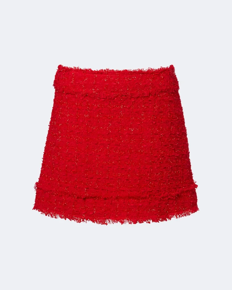 Dolce & Gabbana Minigonna in misto cotone bouclé Rosso