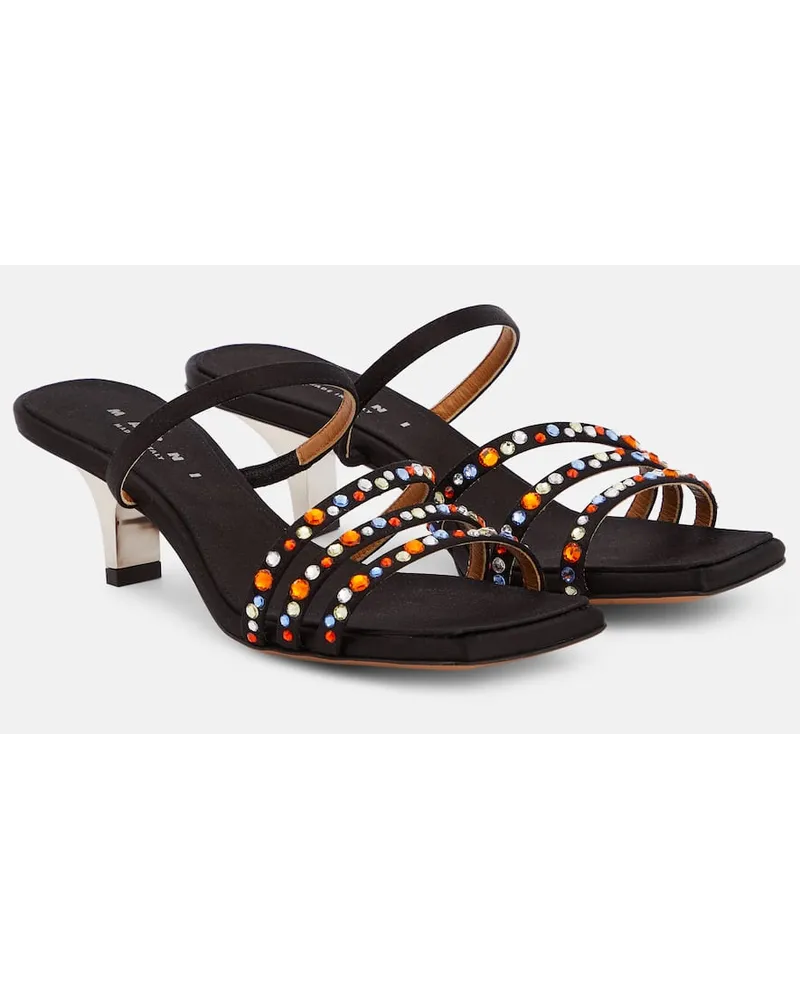 Marni Mules Melrose in raso con cristalli Nero
