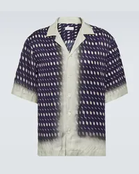 Dries van Noten Camicia bowling con stampa Blu