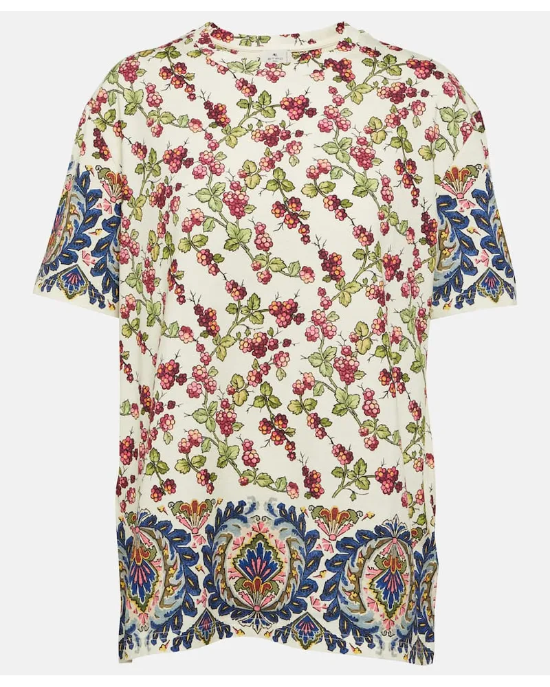 Etro T-shirt in cotone con stampa Bianco