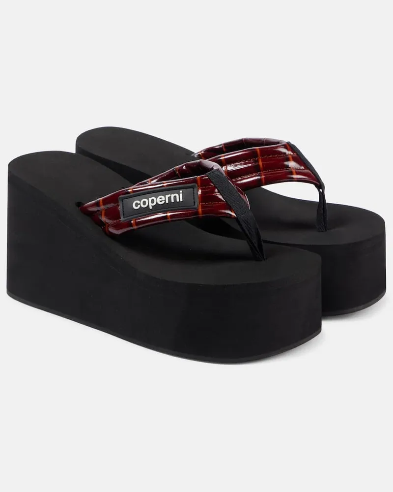 COPERNI Sandali infradito in pelle con platform Marrone
