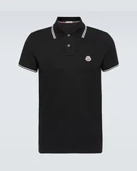 Moncler Polo in piqué di cotone Nero