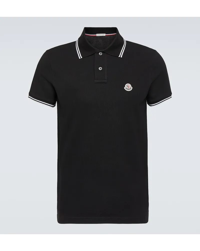 Moncler Polo in piqué di cotone Nero