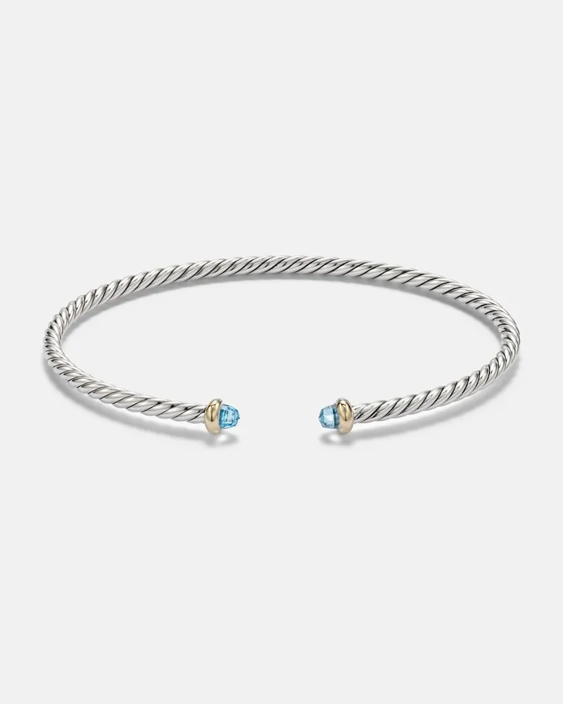 David Yurman Bracciale Micro Cable FlexÂ® in argento sterling e oro 14kt con topazi Argento