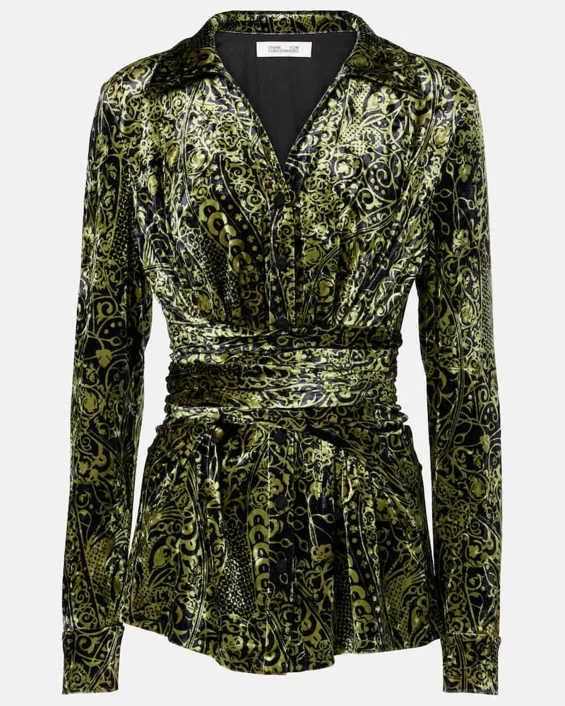 Diane von Furstenberg Top Lagarde in velluto Verde