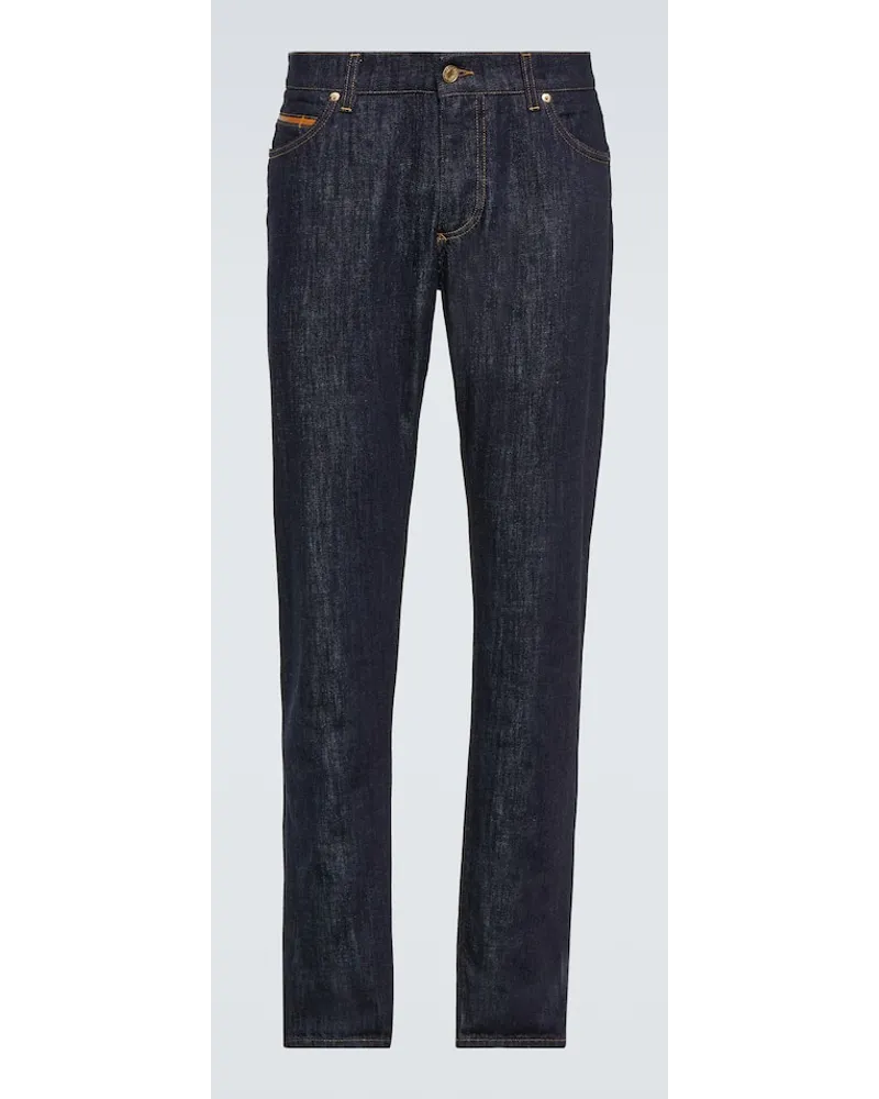Dolce & Gabbana Jeans slim a vita media Blu