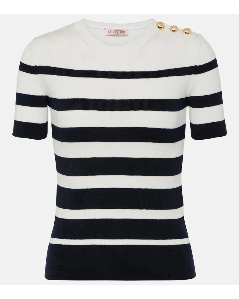 Valentino Garavani Top in cotone a righe Bianco