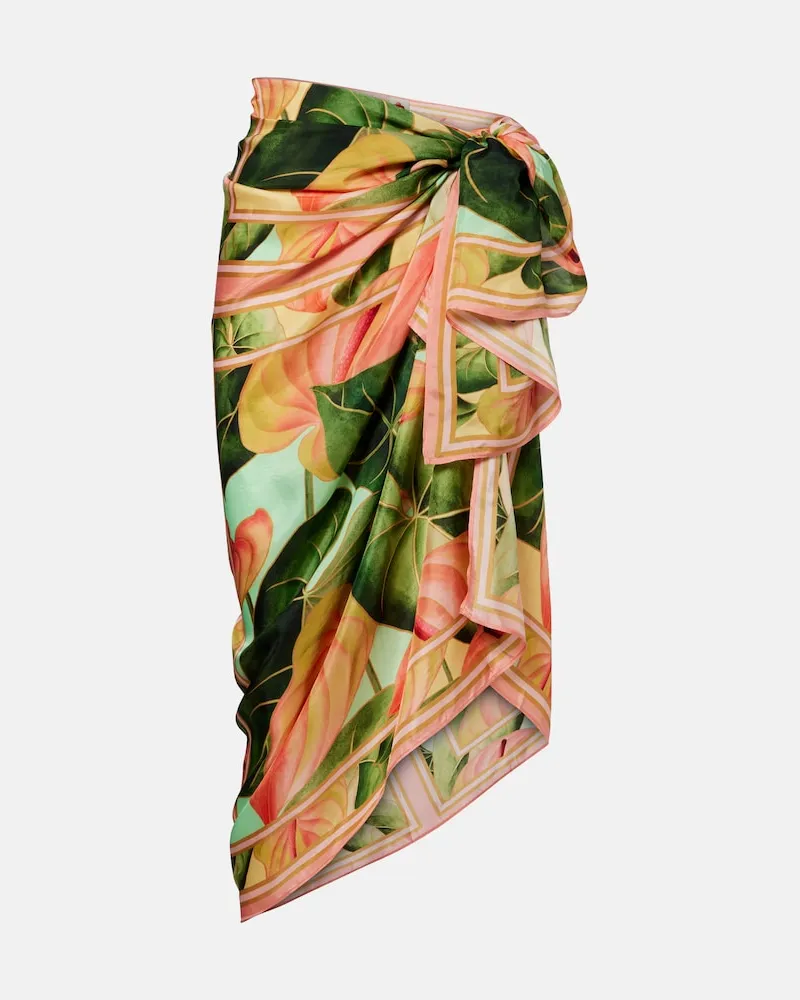 FARM Rio Pareo Anturium Leaves in raso Rosa