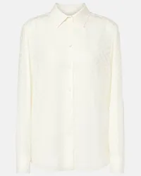 Gucci Camicia in crêpe di seta GG Bianco