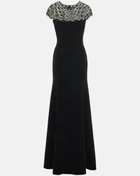 Jenny Packham Abito lungo Melody in crêpe Nero