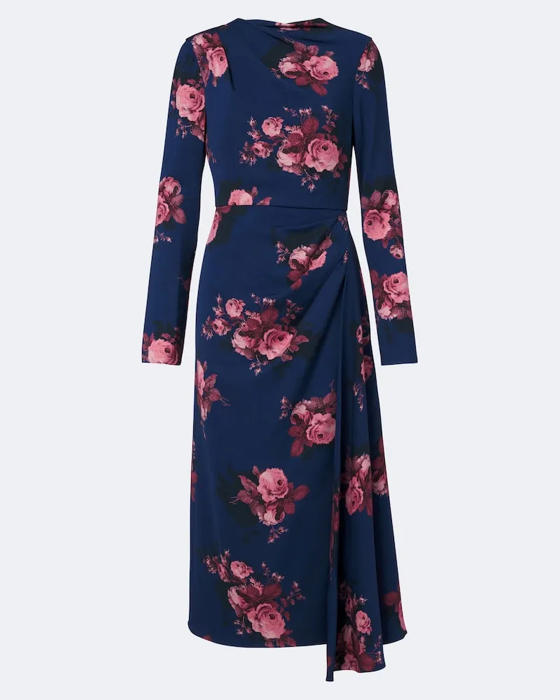 Erdem Abito midi in cady con stampa Blu