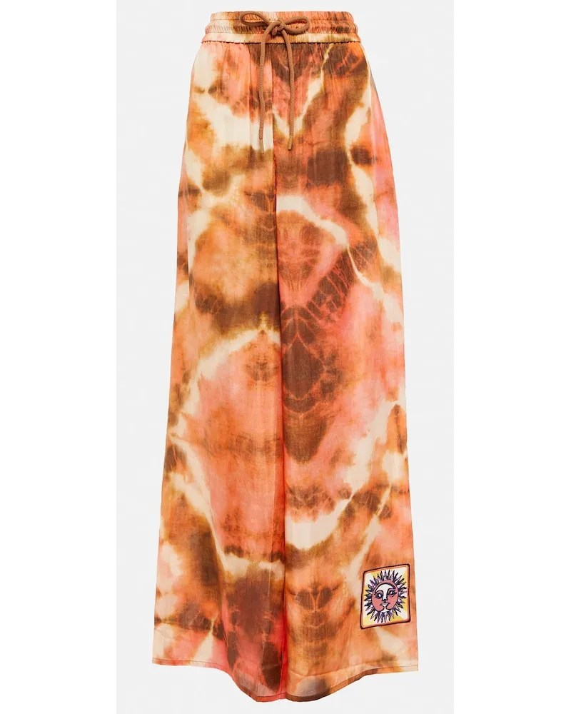 Zimmermann Pantaloni Vacay in seta a vita alta Multicolore