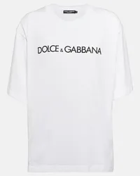 Dolce & Gabbana T-shirt cropped in jersey di cotone Bianco