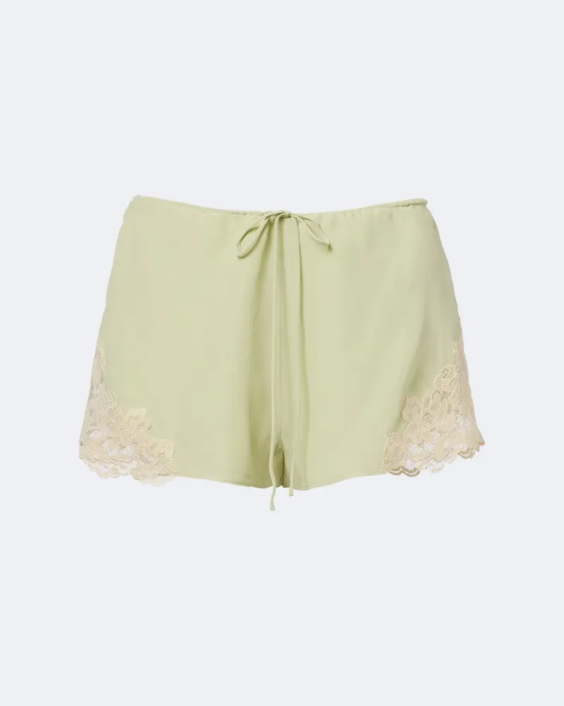 De La Vali Shorts Elia in crêpe de chine con pizzo Verde