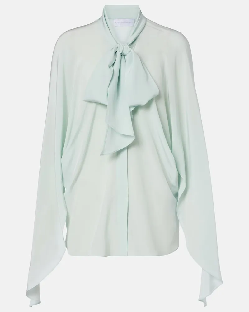 Stella McCartney Blusa in seta con fiocco Turchese
