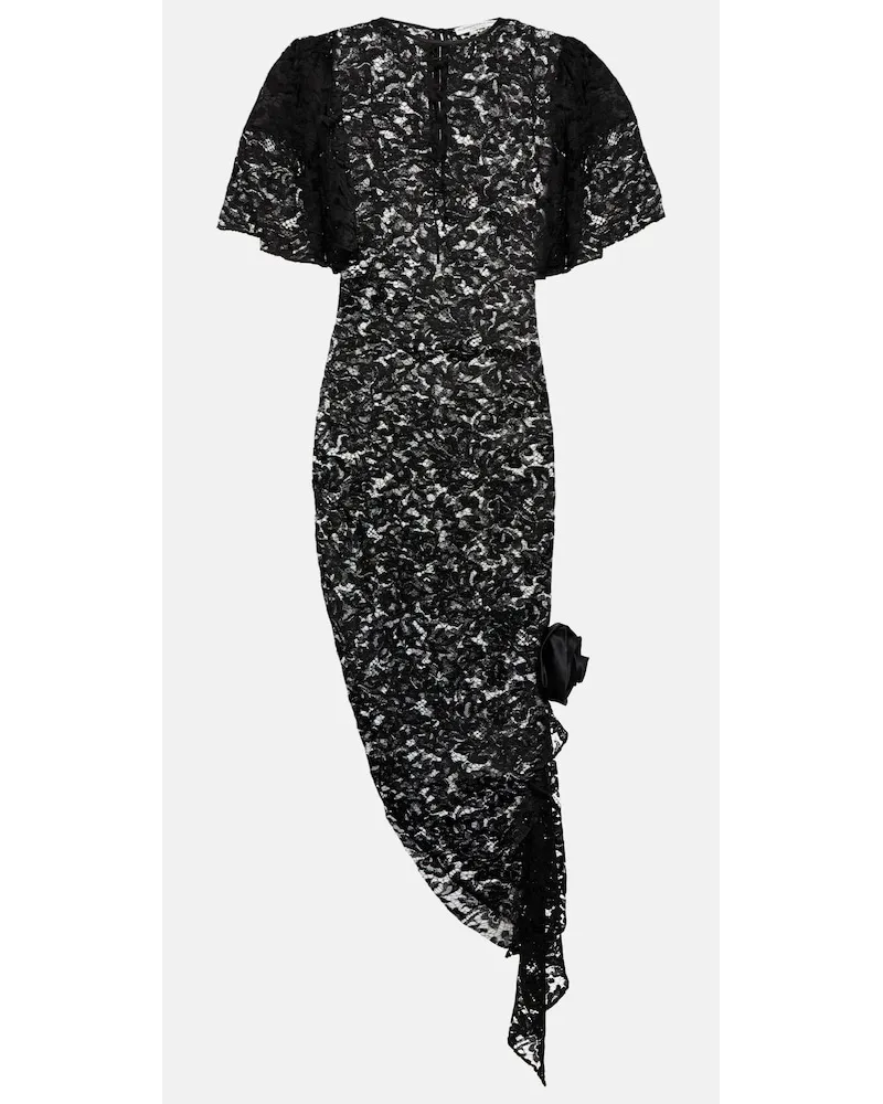 Alessandra Rich Abito midi asimmetrico in pizzo Nero