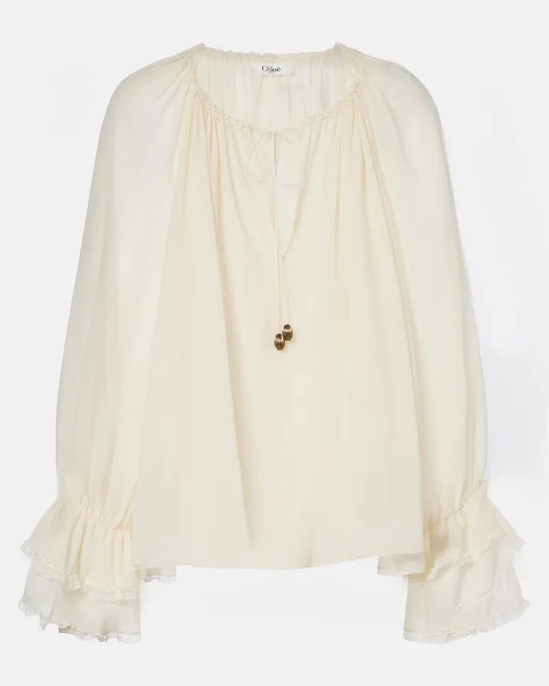 Chloé ChloÃ© Blusa in georgette di seta Bianco