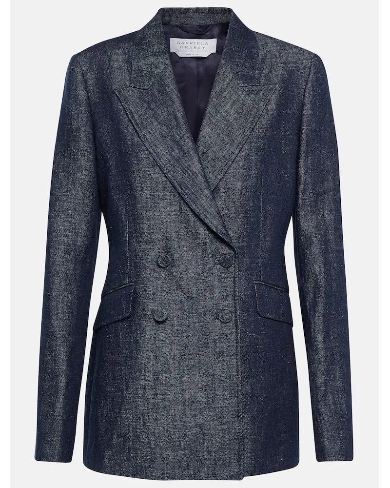 Gabriela Hearst Blazer doppiopetto in lino Blu