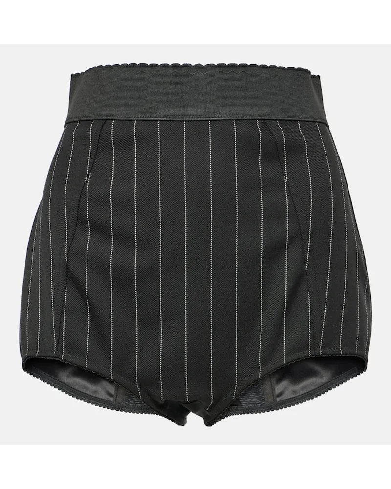 Dolce & Gabbana Shorts gessati in misto lana Nero