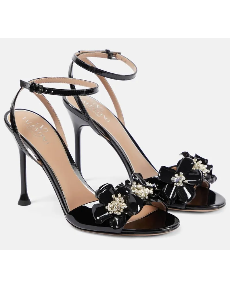 Valentino Garavani Sandali Archive Wild Flower in vernice Nero