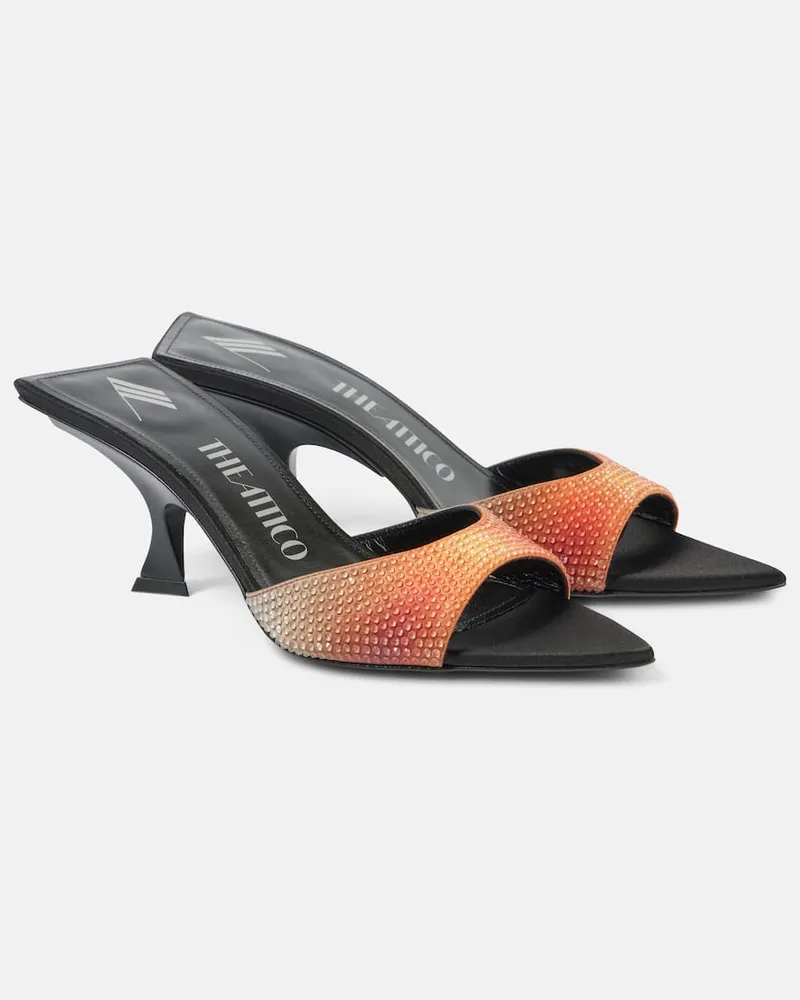 ATTICO Mules Bes in raso con cristalli Arancione