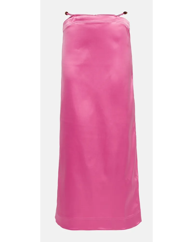Ganni Gonna lunga in raso Rosa