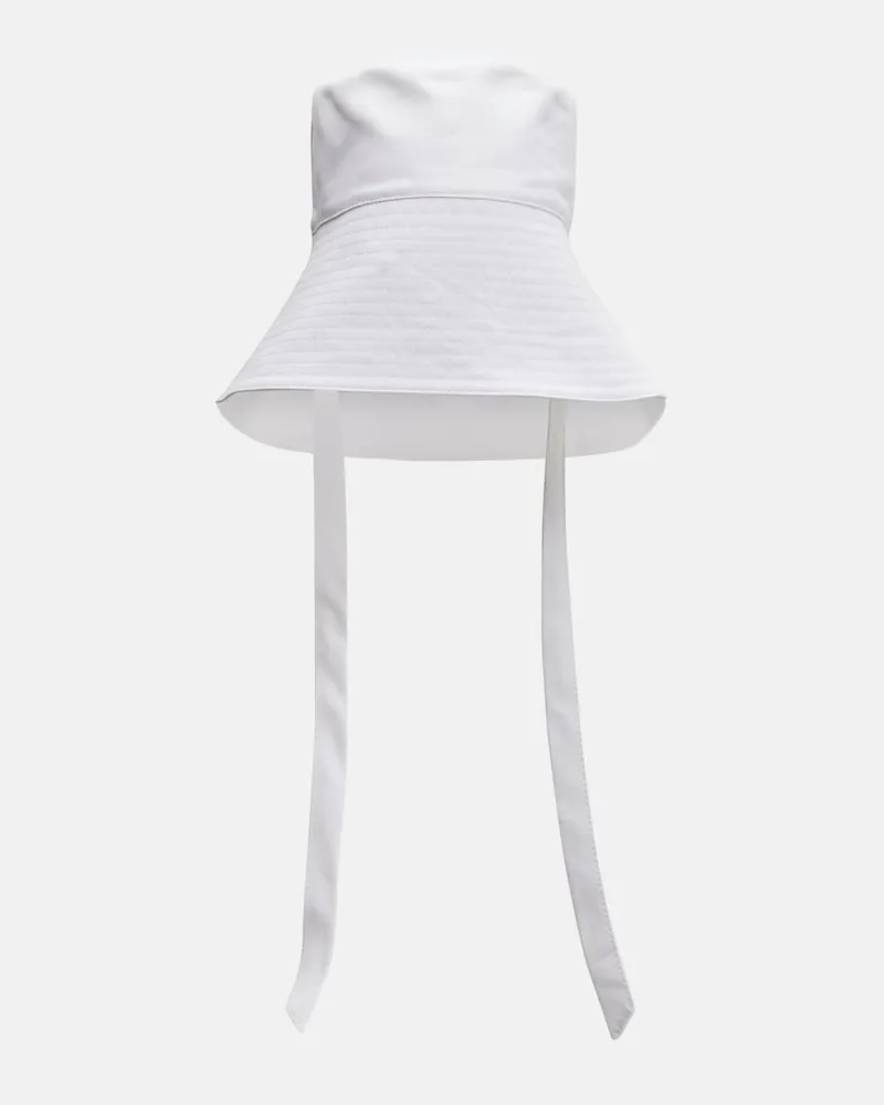 Miu Miu Cappello da pescatore in popeline di cotone Bianco