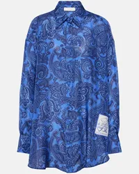 Zimmermann Camicia Ottie in seta habotai con stampa paisley Blu