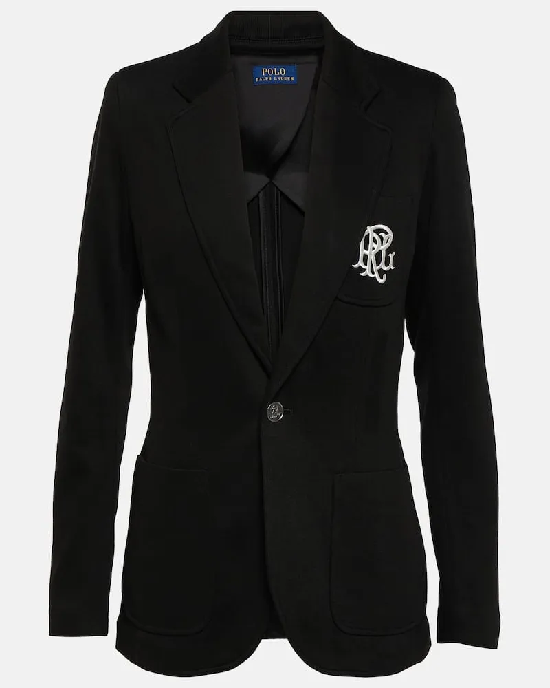 Ralph Lauren Blazer in misto cotone con ricamo Nero