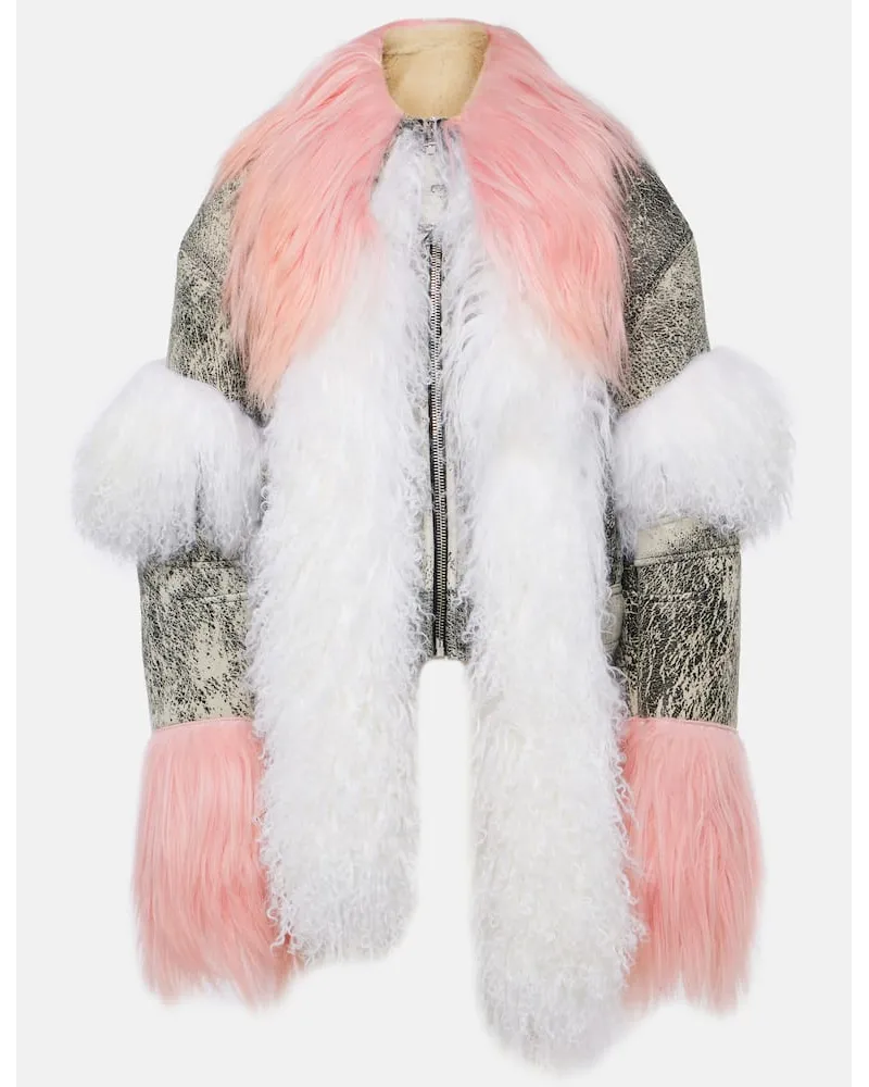 ATTICO Giacca in pelle con shearling Multicolore