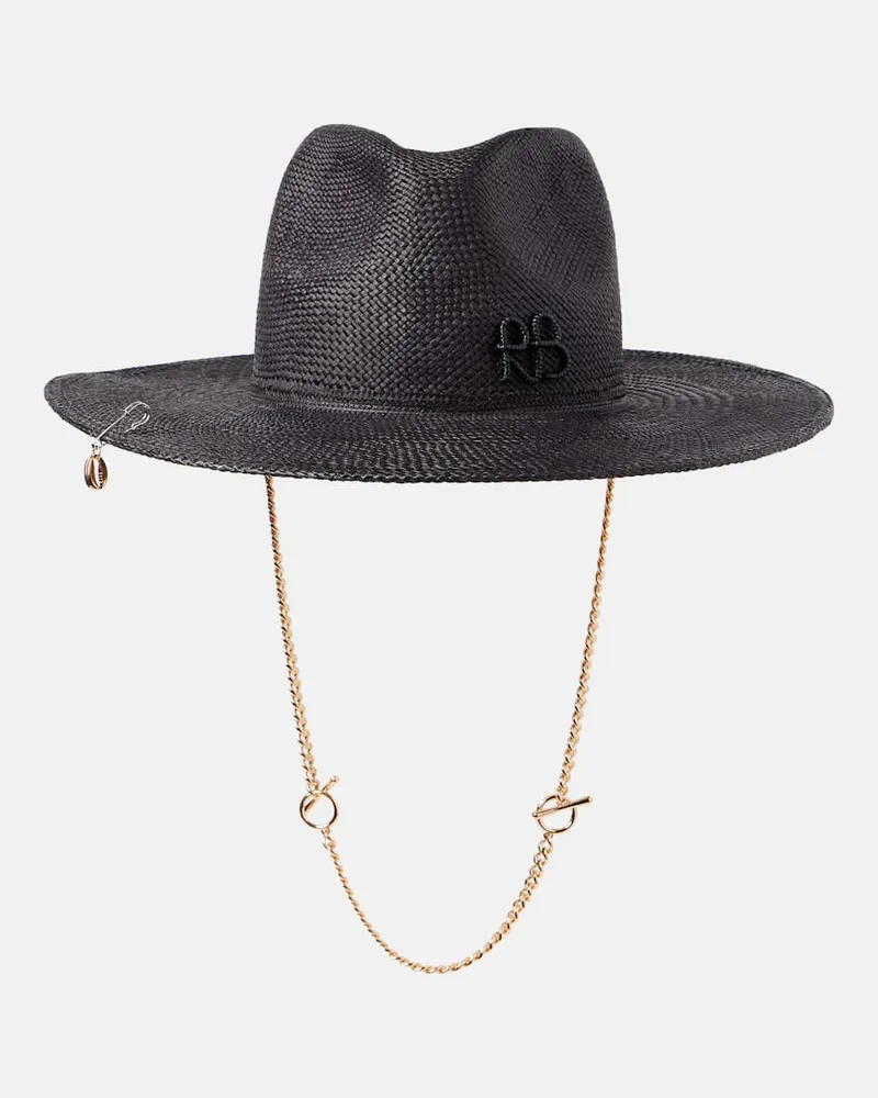 RUSLAN BAGINSKIY Fedora in paglia con catena Nero