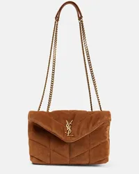 Saint Laurent Borsa a spalla Puffer Toy Mini in suede Marrone