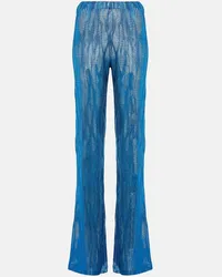 Missoni Pantaloni in jacquard a vita alta Blu