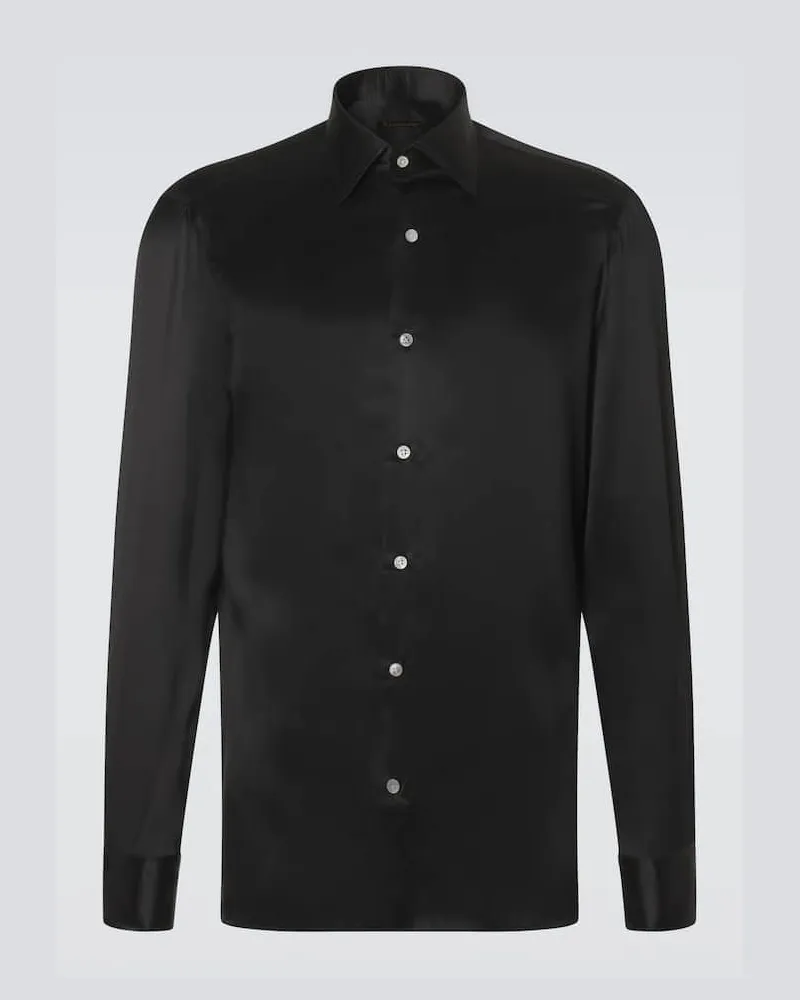 Rubinacci Camicia in raso di seta Nero