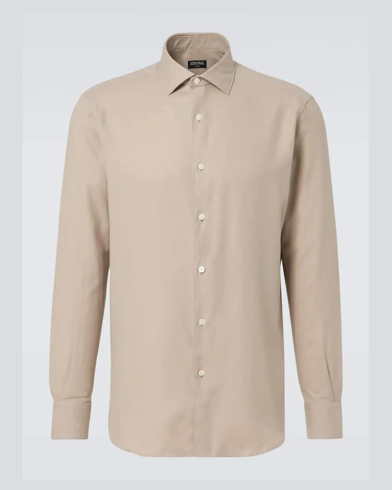 Ermenegildo Zegna Camicia in cotone e cashmere Beige