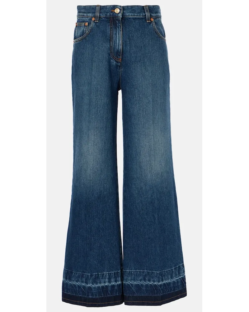 Valentino Garavani Jeans flared VGold vita alta Blu