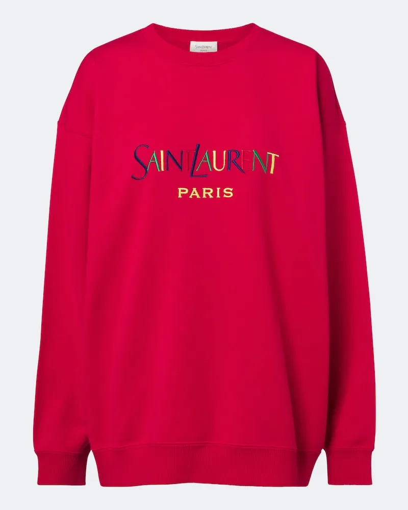 Saint Laurent Felpa in jersey di cotone con logo Rosso