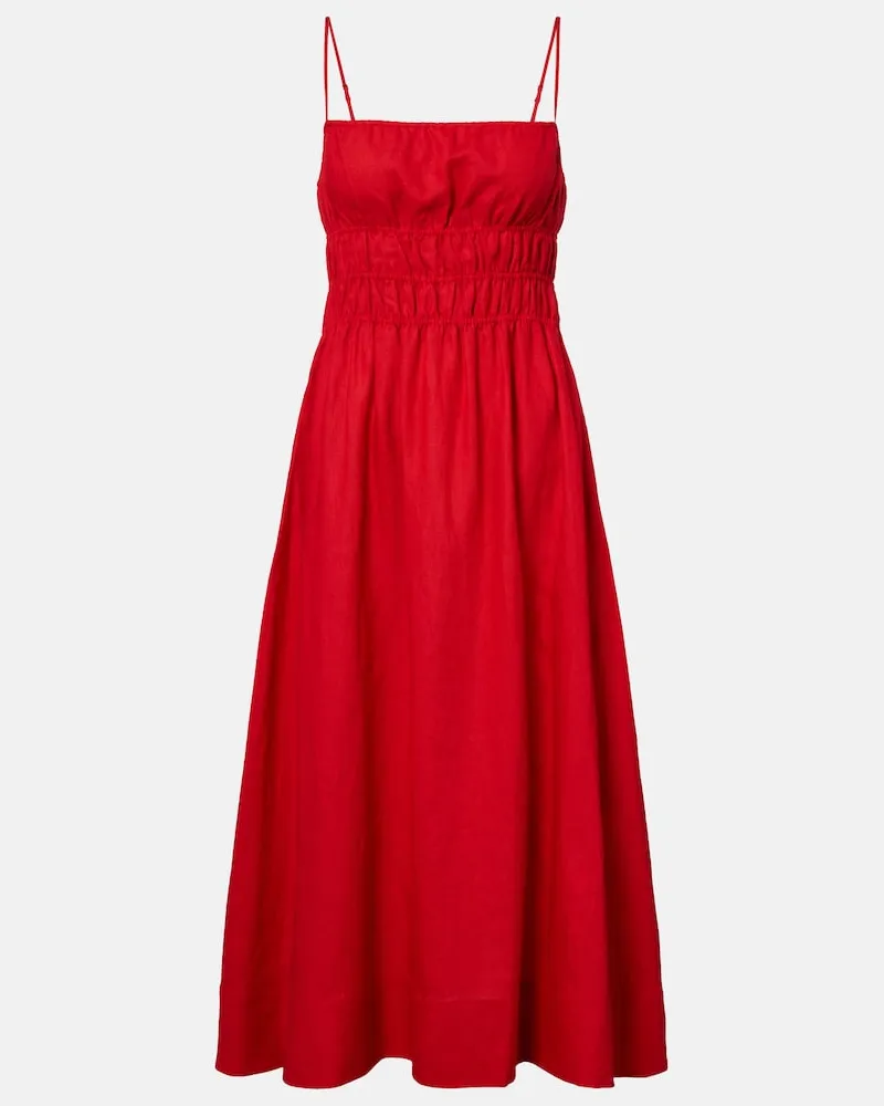 STAUD Abito midi Ayla in lino Rosso