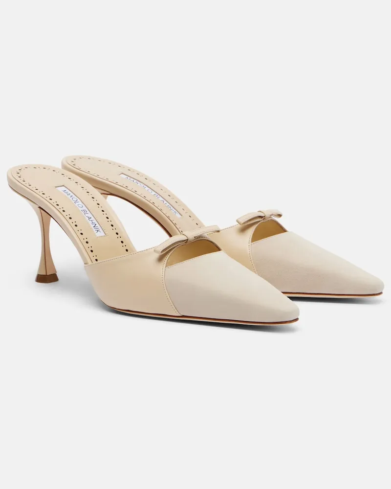 Manolo Blahnik Mules Tapidpla in pelle e suede Beige
