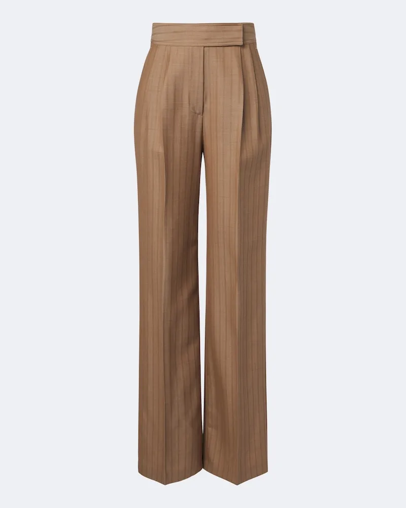 Etro Pantaloni a gamba larga in lana a righe Marrone