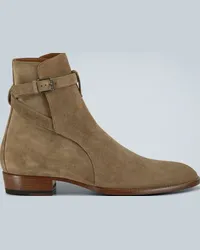 Saint Laurent Stivaletti Wyatt 30 in suede Marrone