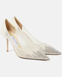 Jimmy Choo Pumps Love 85 in mesh con cristalli Bianco