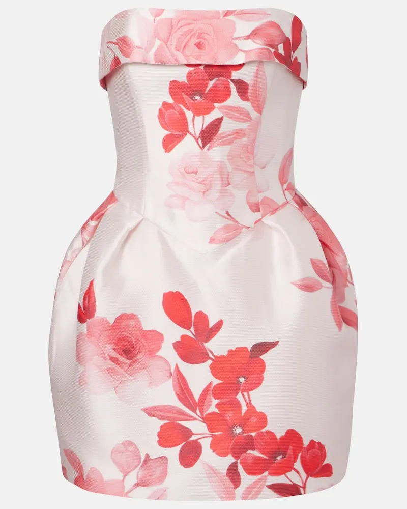 Monique Lhuillier Abito corto con stampa floreale Rosa