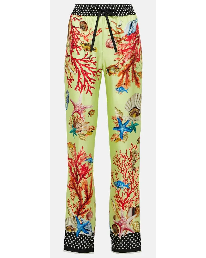 Dolce & Gabbana Pantaloni tapered Capri in seta Multicolore